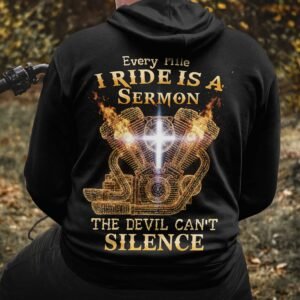 Every Mile I Ride Is A Sermon The Devil Can't Silence All Over Print Hoodie
