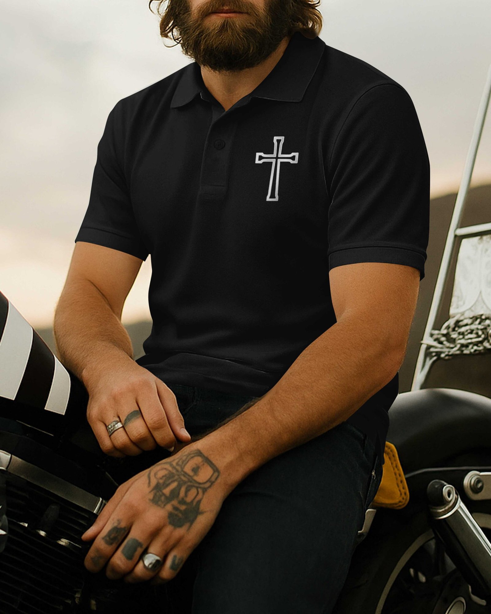 Faith As My Fuel Freedom As My Ride All Over Print Polo - Image 2