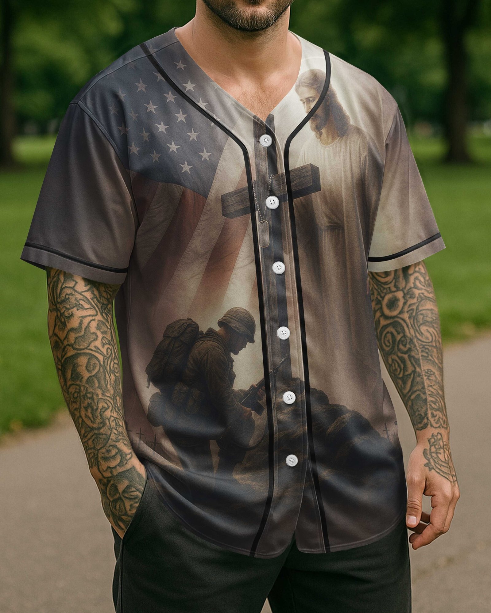 God Took The Strongest Americans All Over Print Jersey - Image 4