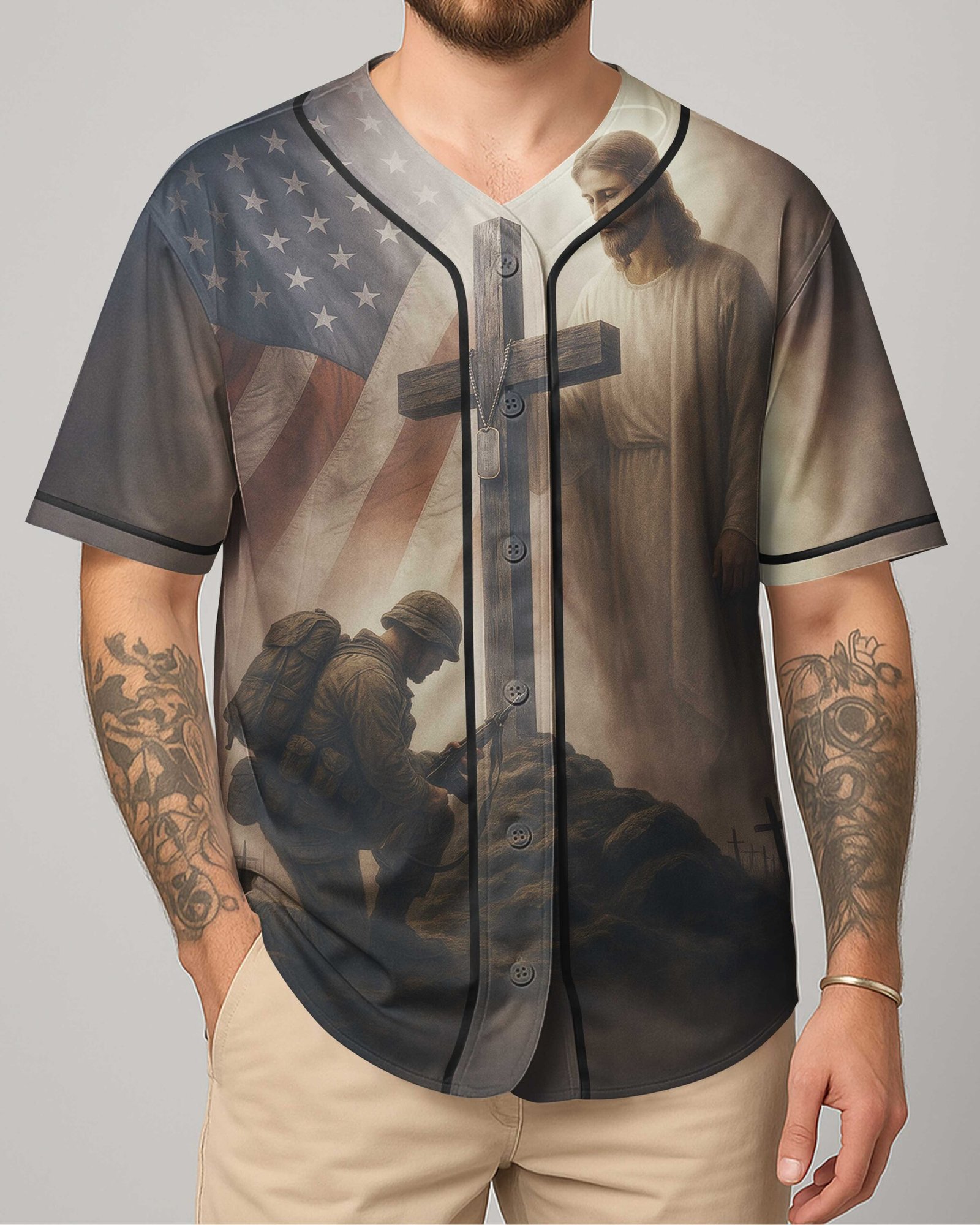 God Took The Strongest Americans All Over Print Jersey - Image 2
