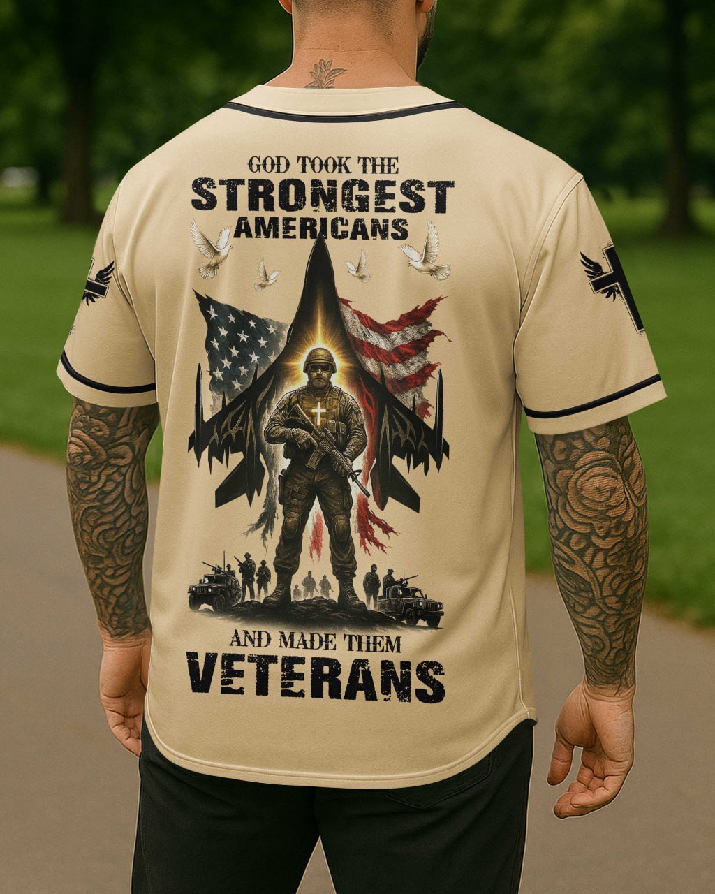 God Took The Strongest Americans All Over Print Jersey - Image 3