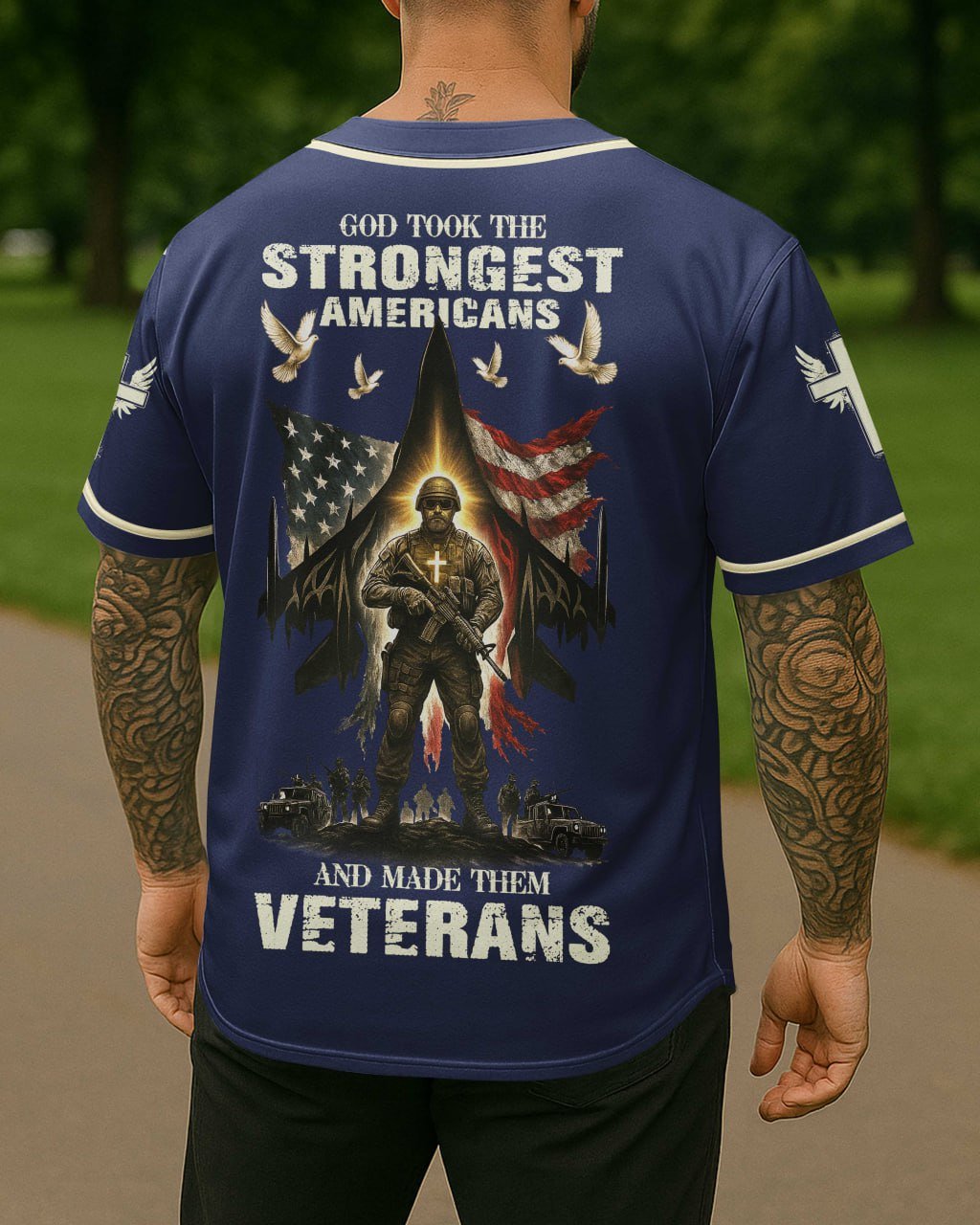 God Took The Strongest Americans All Over Print Jersey - Image 14