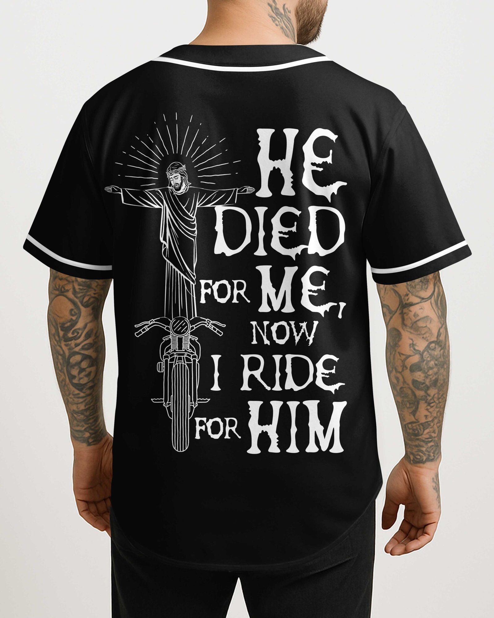 He Died For Me Now I Ride For Him All Over Print Jersey - Image 3