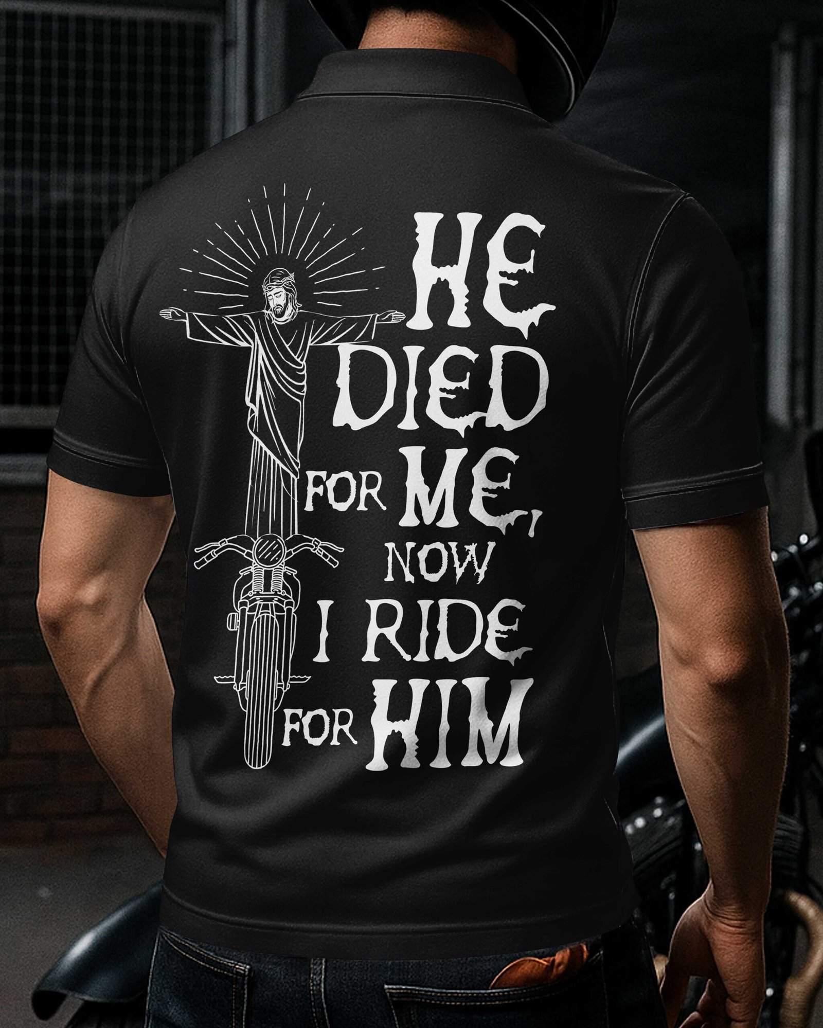 He Died For Me Now I Ride For Him All Over Print Polo - Image 5