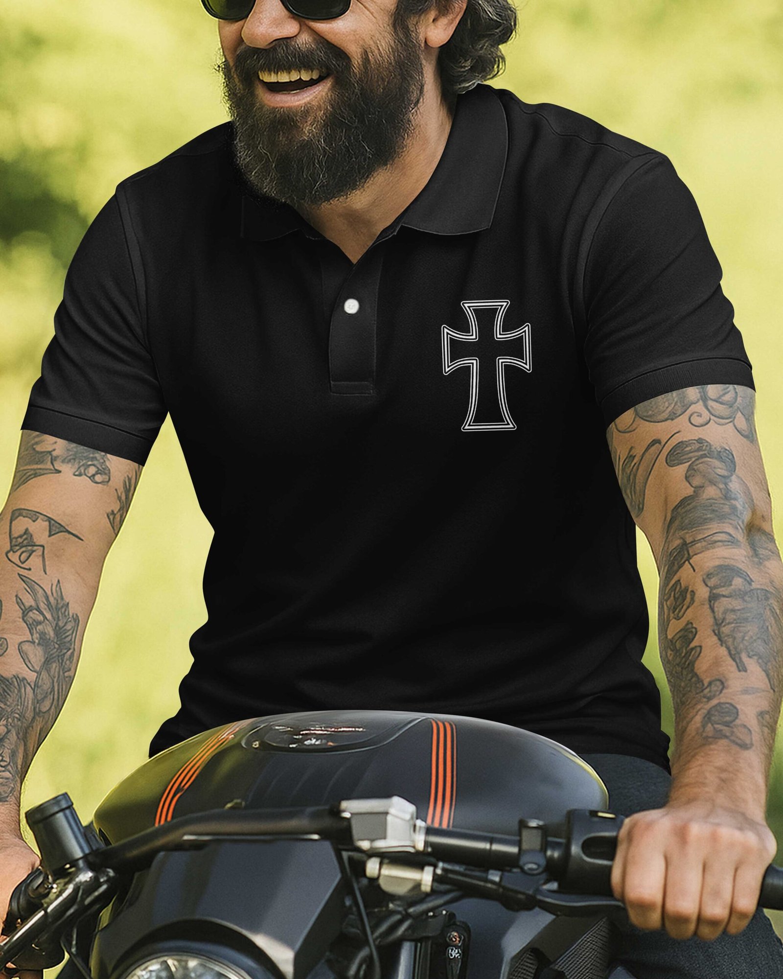 He Died For Me Now I Ride For Him All Over Print Polo - Image 4