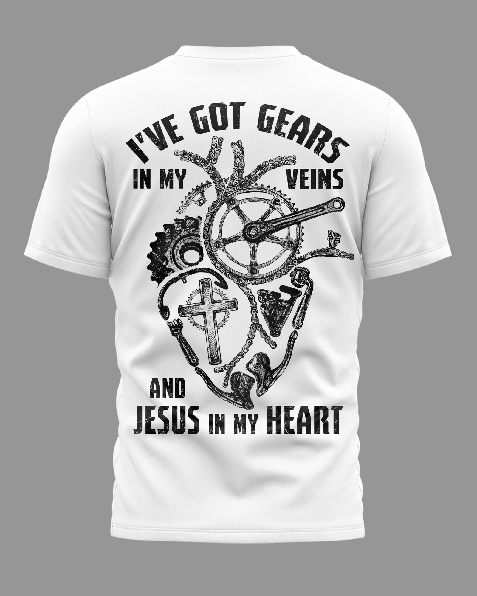 I've Got Gears In My Veins And Jesus In My Heart T-Shirt - Image 5