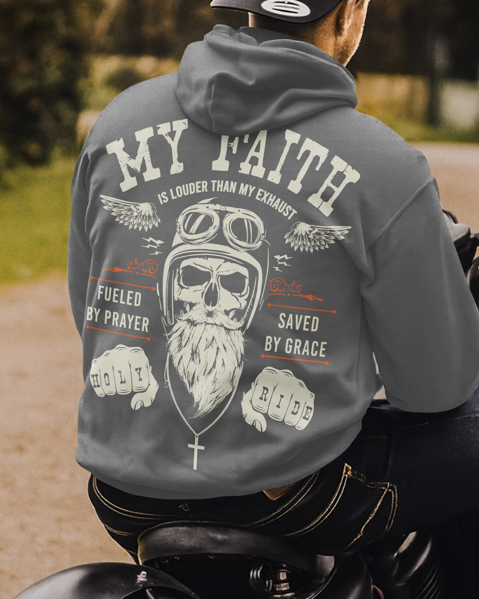 My Faith Is Louder Than My Exhaust All Over Print Hoodie - Image 9