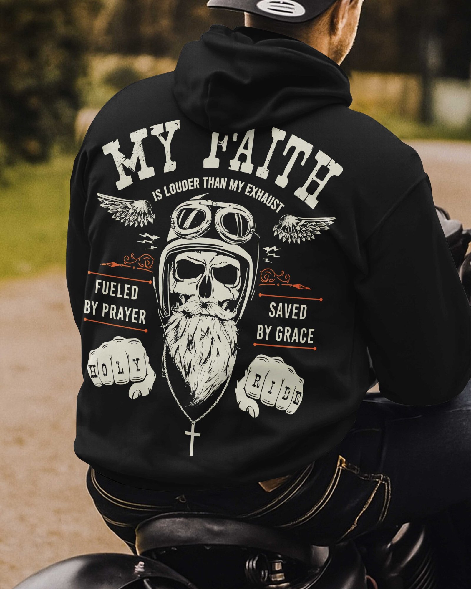 My Faith Is Louder Than My Exhaust All Over Print Hoodie - Image 4