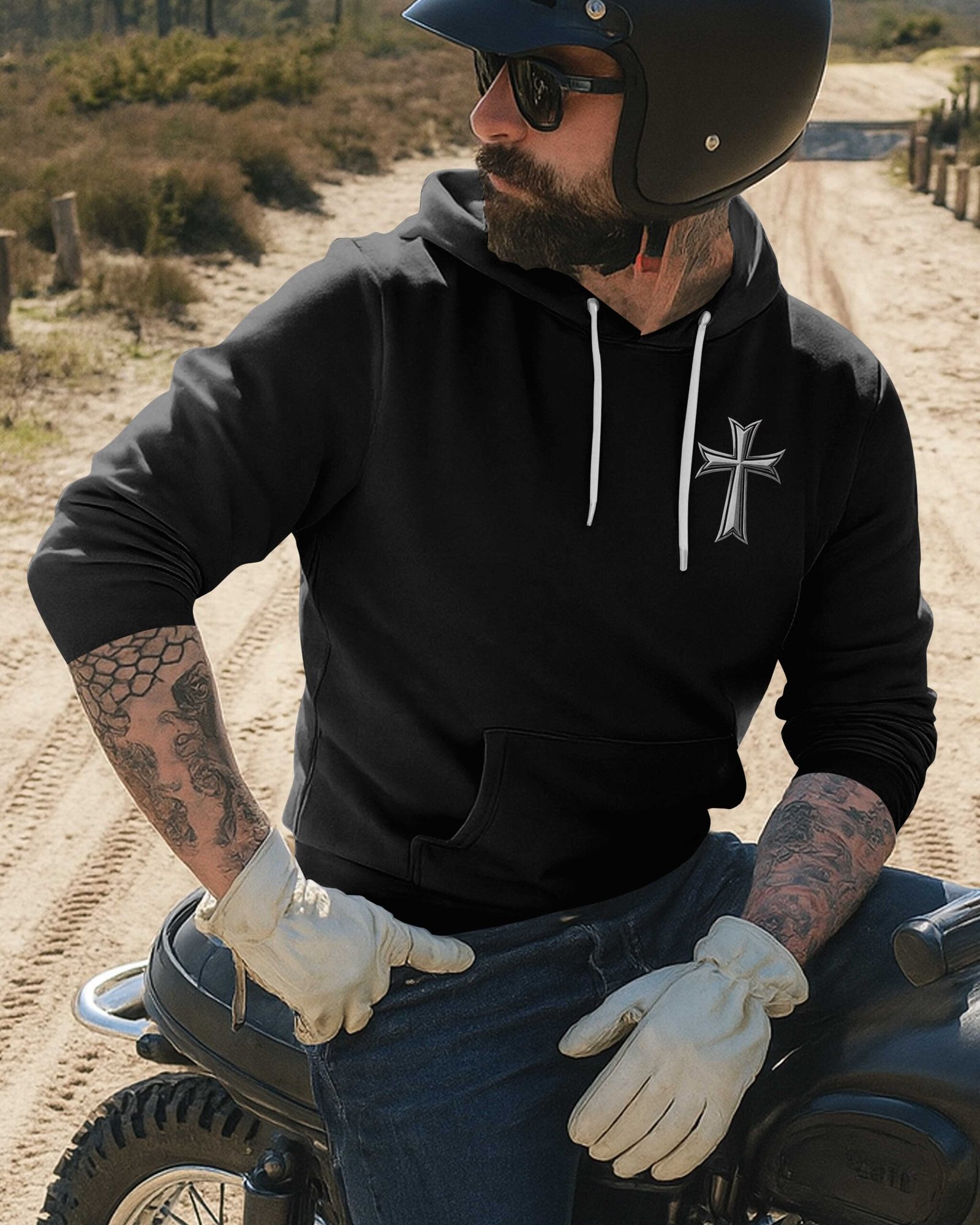 The World Sees A Biker Hoodie - Image 3