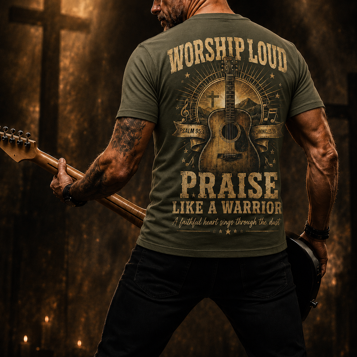 Worship Loud Praise Like A Warrior T-Shirt - Image 2